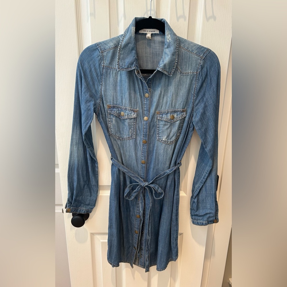 Forever21 Denim Button-Up Dress with Belt
